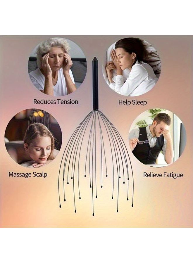 Black Scalp Massager 20 Finger Head Relaxation Tool Ergonomic Design Durable - Image 3