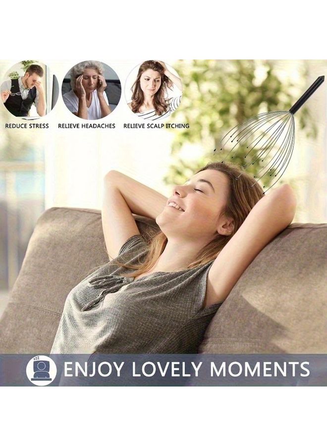 Black Scalp Massager 20 Finger Head Relaxation Tool Ergonomic Design Durable - Image 5
