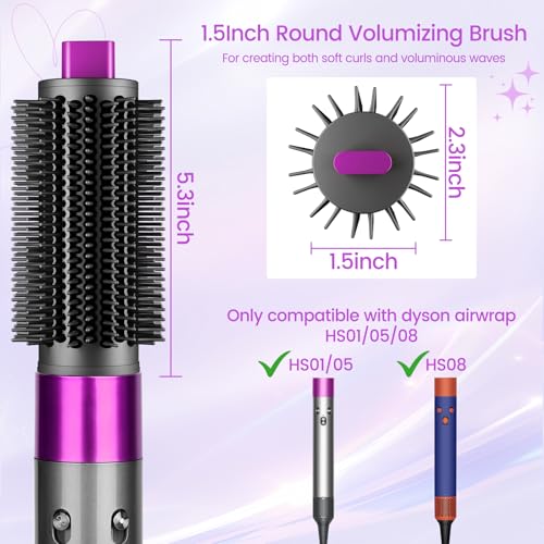 ZEPHBLOW Upgraded Round Volumizing Brush for Dyson Airwrap Round Brush Attachment Compatible with Airwrap HS010508 Flexible Bristles for Root Lift Volume Frizz Control Styling Volumizing Rose - Image 3