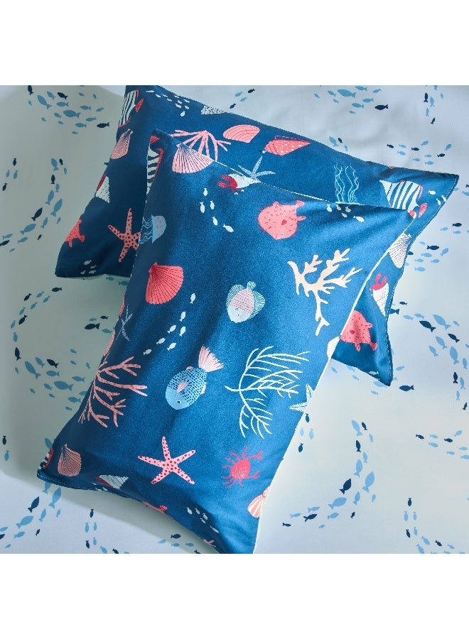 Home Box Joy Sea World Fishes 2-Piece Microfibre Pillow Cover Set 75 x 50 cm  - Image 4