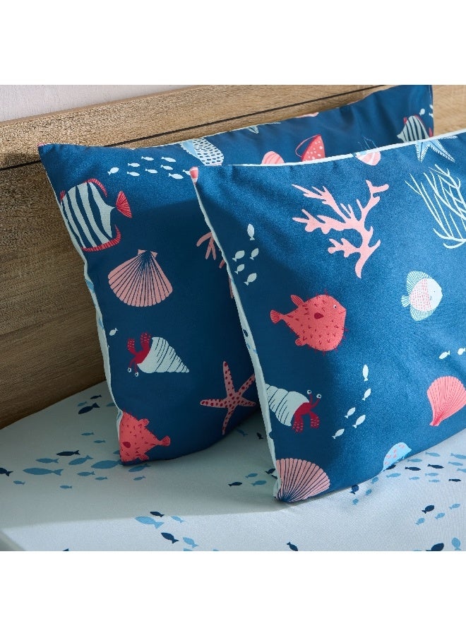 Home Box Joy Sea World Fishes 2-Piece Microfibre Pillow Cover Set 75 x 50 cm  - Image 1
