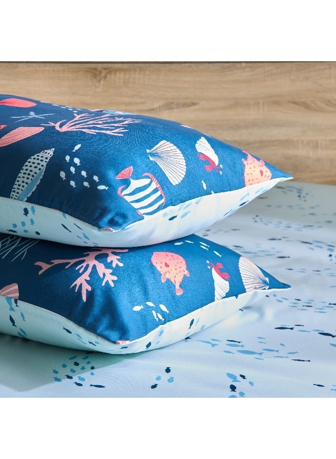 Home Box Joy Sea World Fishes 2-Piece Microfibre Pillow Cover Set 75 x 50 cm  - Image 5