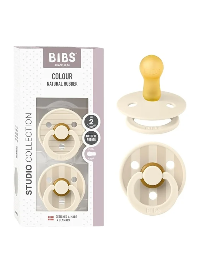 BIBS Pacifier Studio Colour 2 Pack Pin Latex Size 2, Ivory Vanilla Mix