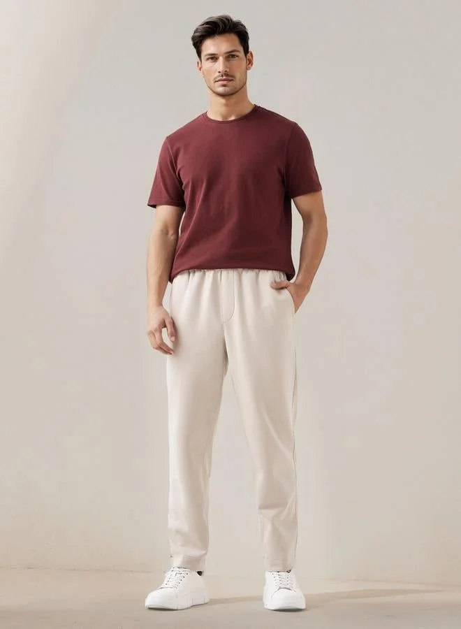 Iconic Iconic Popcorn Textured T-shirt with Crew Neck