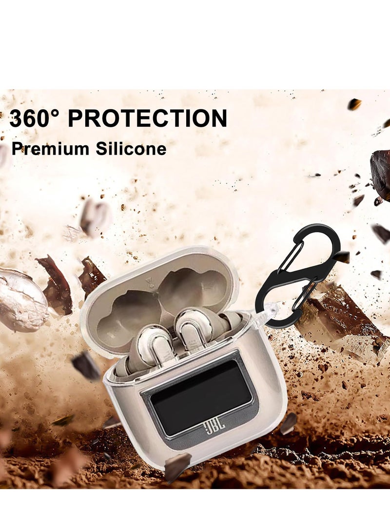SYOSI Case Compatible with JBL Tour Pro 2 Earbuds 2023 Soft Silicone Shockproof Protective Cover with Carabiner Accessories Ultra-thin soft Cover Slim Fit Anti Fall Not Easy to Dirty Clear - Image 5