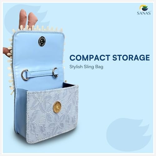 Sanas (1Pc Purse For Baby Girls Barbie Purse For Women Handbag Magical Unicorn Handbag Baby Sling Bag For Kids Hand Bag For Girls (1Pc) (Blue) - Image 4