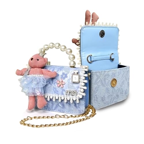 Sanas (1Pc Purse For Baby Girls Barbie Purse For Women Handbag Magical Unicorn Handbag Baby Sling Bag For Kids Hand Bag For Girls (1Pc) (Blue) - Image 1