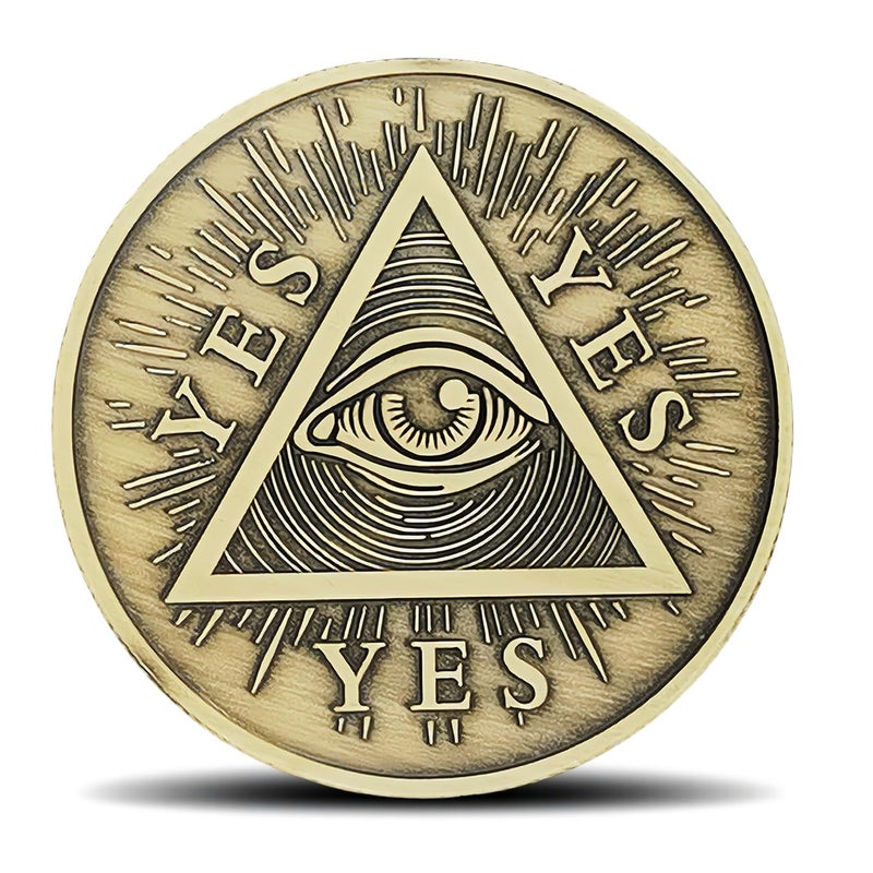 Woerda Decision Making Challenge Coin - Yes and No Design with Mystical Motifs - Fun and Unique Tool for Choices - Image 1