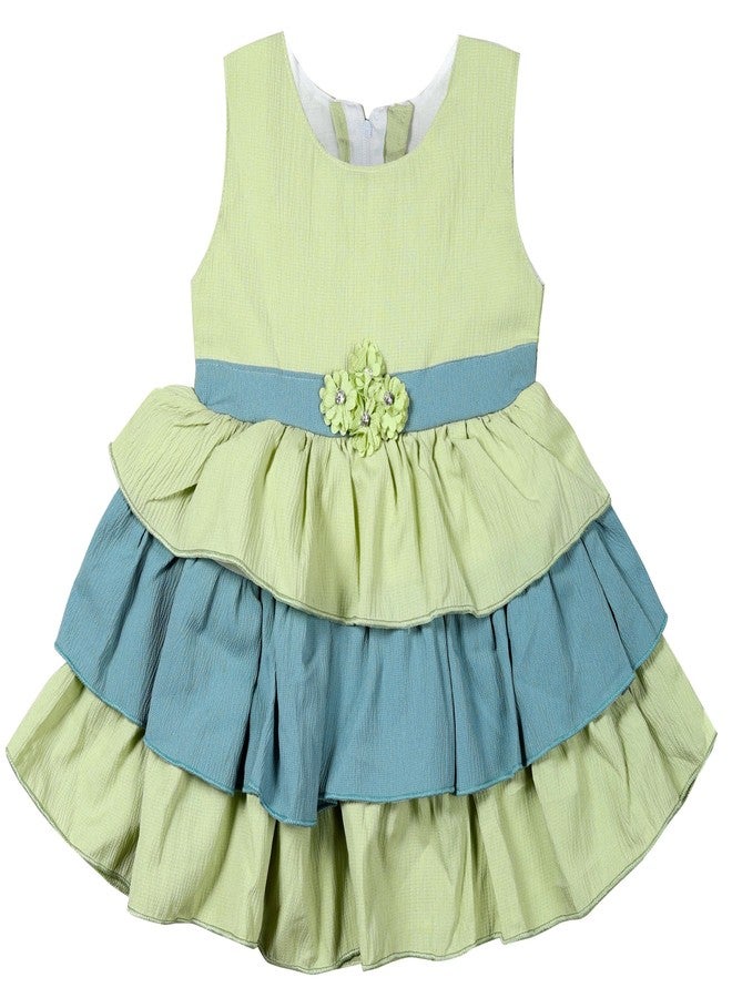 little PANDA Baby Girl’s Dress Fit & Flare Knee-Length Crepe Dress (6-12 Months, Green) - Image 1