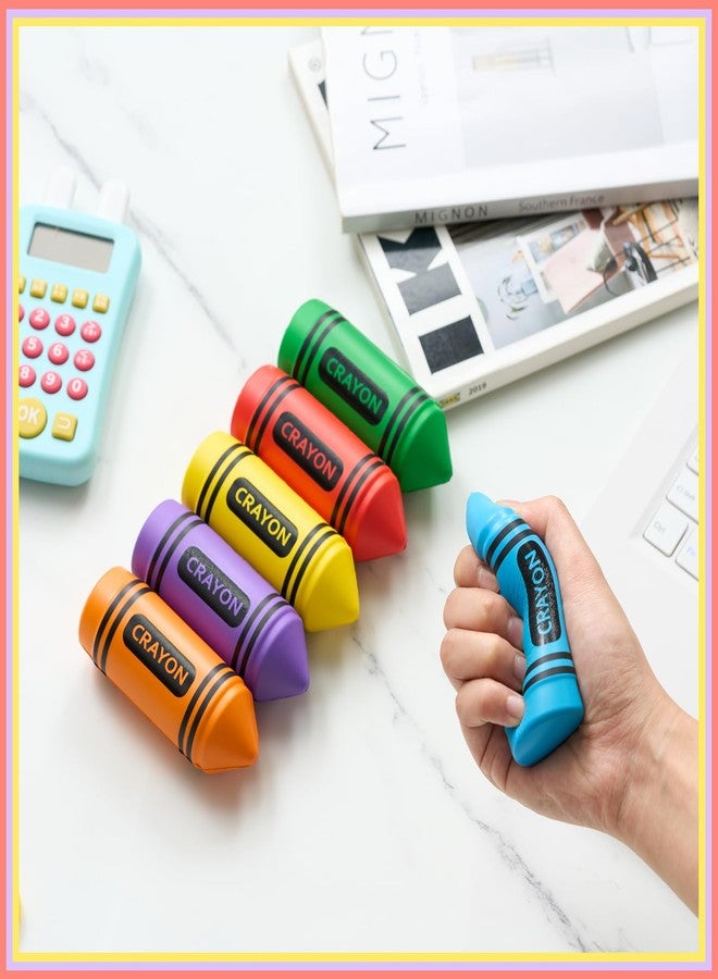 Wiwiqing 6 Pcs 3.94 Inches Crayon Stress Balls Toys Gift for Kids Adult Easter Classroom School Student Teacher Reward Party Favors Prizes Motivational Foam Stress Relief Slow Rising Hand Squeeze - Image 4