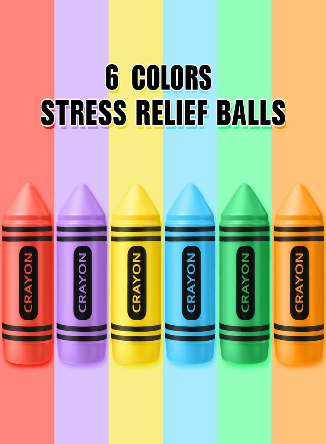 Wiwiqing 6 Pcs 3.94 Inches Crayon Stress Balls Toys Gift for Kids Adult Easter Classroom School Student Teacher Reward Party Favors Prizes Motivational Foam Stress Relief Slow Rising Hand Squeeze - Image 3