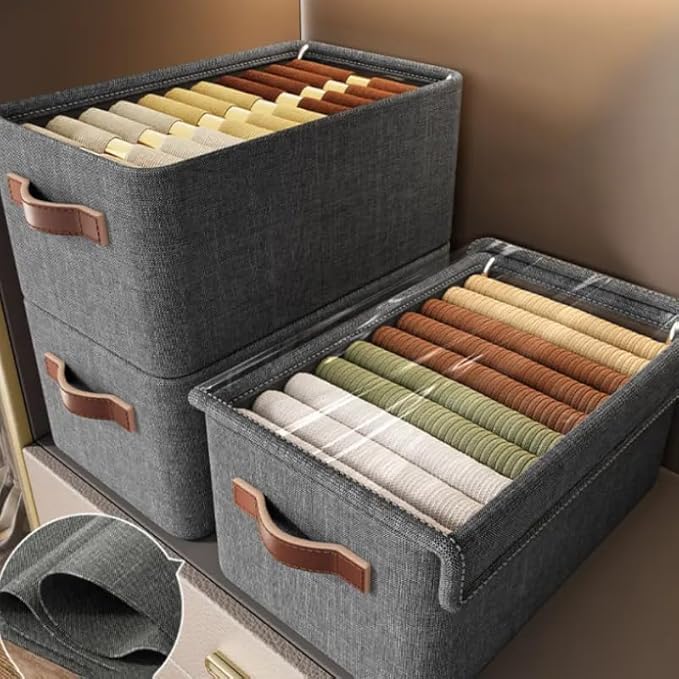 VPGS VPGS Set of 1 Wardrobe Storage Organiser Foldable Closet Clothes Organiser Fabric Storage Boxes with Lid and Clear Window For Jeans Pants Shirts Leggings Sweaters - Image 1