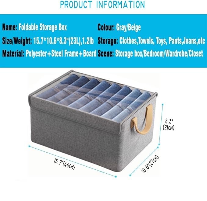 VPGS VPGS Set of 1 Wardrobe Storage Organiser Foldable Closet Clothes Organiser Fabric Storage Boxes with Lid and Clear Window For Jeans Pants Shirts Leggings Sweaters - Image 5