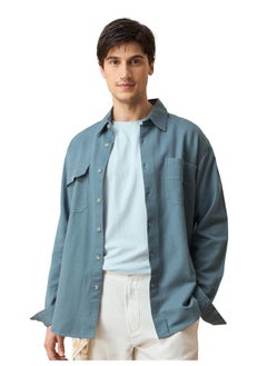 Beyoung Smoky Blue Cotton Shirt for Men  - Image 1