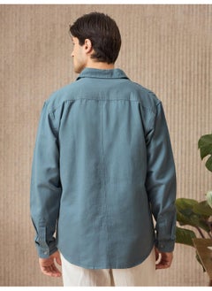 Beyoung Smoky Blue Cotton Shirt for Men  - Image 4
