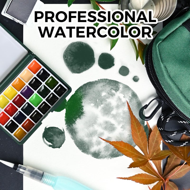 Funto Mini Watercolor Paint Set, All-in-One 24-Color Travel Paint Kit, with Crossbody Bag, Watercolor Journal, Paint Water Cup, Pocket Set for Artists - Image 4