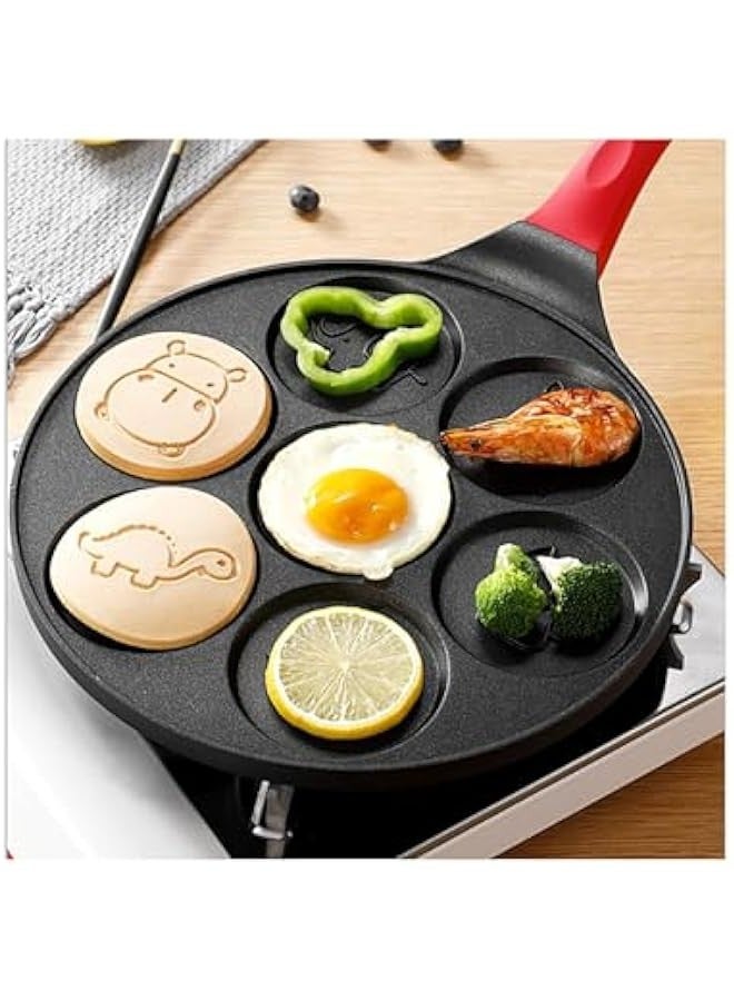 بيوينتي صينية صنع البان كيك - صينية بان كيك غير لاصقة مع 7 قوالب على شكل حيوانات - فطائر ممتعة وسهلة للاطفال - قالب بان كيك 10 انش - مثالية للاطفال - متوافقة مع موقد الغاز والكهرباء - Image 2