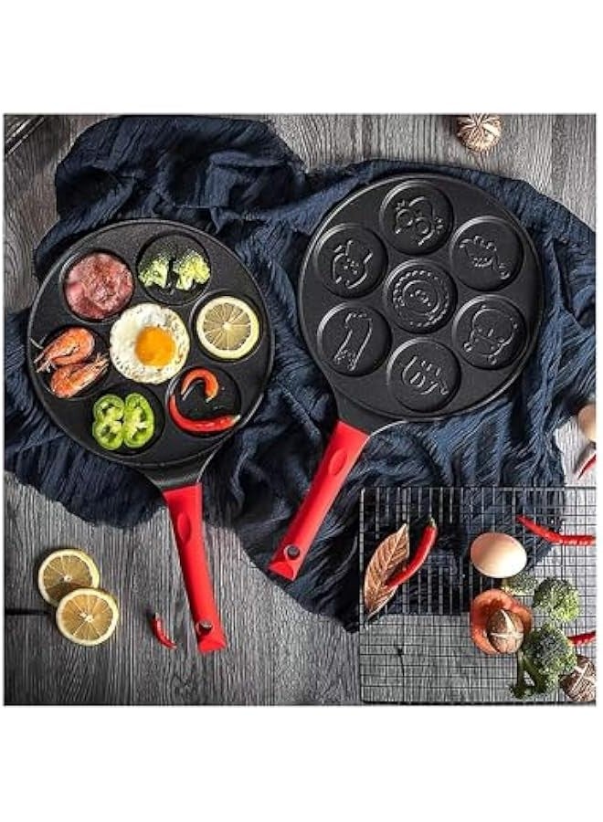 بيوينتي صينية صنع البان كيك - صينية بان كيك غير لاصقة مع 7 قوالب على شكل حيوانات - فطائر ممتعة وسهلة للاطفال - قالب بان كيك 10 انش - مثالية للاطفال - متوافقة مع موقد الغاز والكهرباء - Image 3