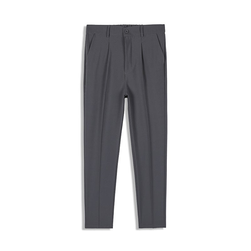 Summer Men'S Drapey Loose Trendy Straight-Leg Casual Pants Korean Style Slim Versatile Cropped Dress Pants Wrinkle-Free Pants - Image 1