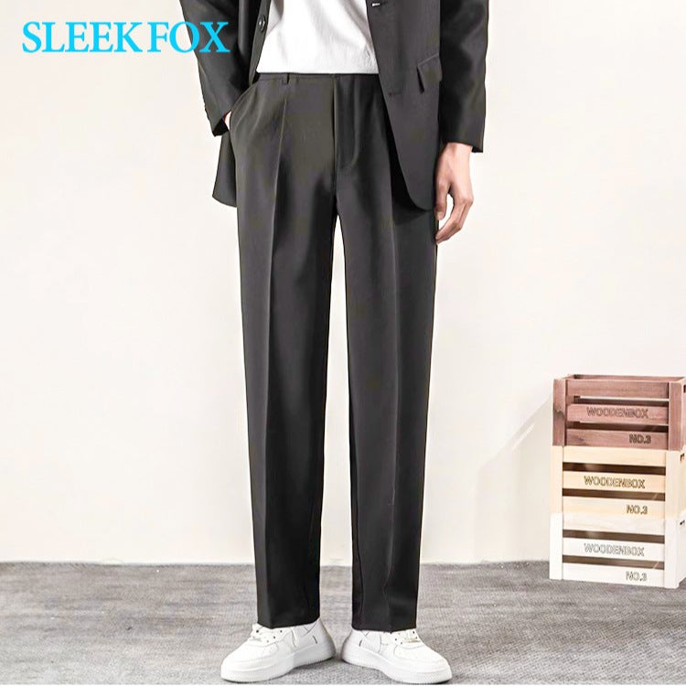 Summer Men'S Drapey Loose Trendy Straight-Leg Casual Pants Korean Style Slim Versatile Cropped Dress Pants Wrinkle-Free Pants - Image 4