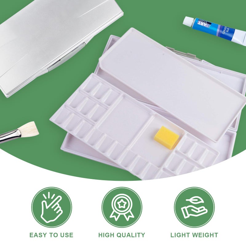 Falling in Art Airtight Leak-Proof Watercolor Palette, 24 Slightly Sloping Wells-3 Mixing Areas, 12 3/5 Inches by 6 2/7 Inches - Image 3