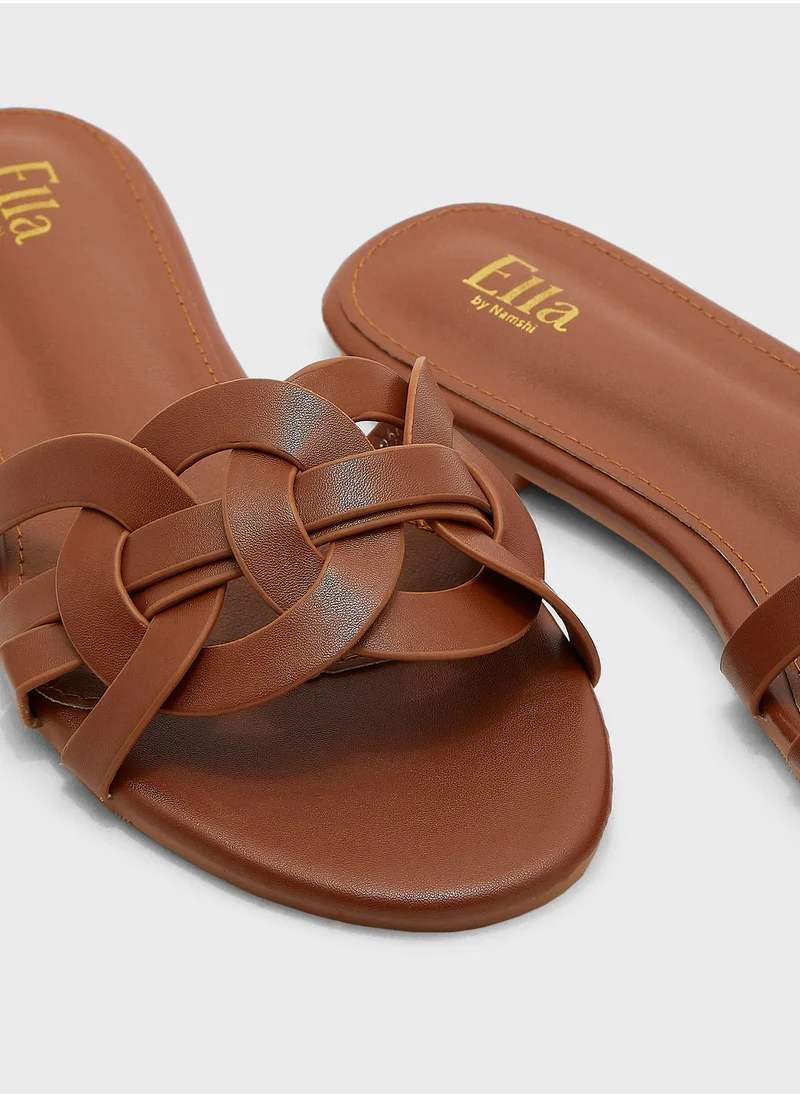 ELLA Woven Circle Detail  Flat Sandal