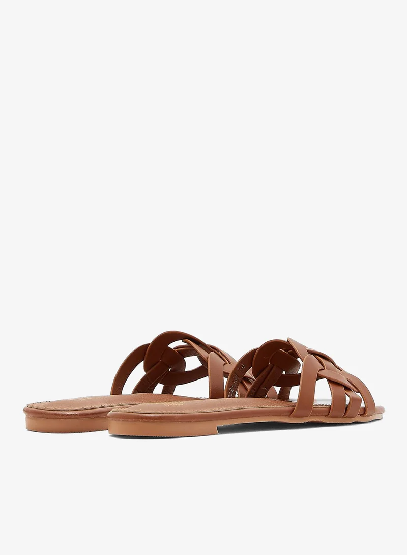 Ella Brown Detailed Flat Sandals for Women | Best Price UAE