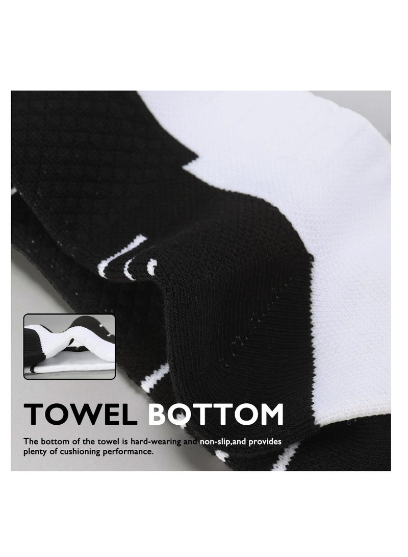 6Pairs Running Socks Breathable Athletic Socks Cushion Ankle Socks For Men And Women(White Black) - Image 3