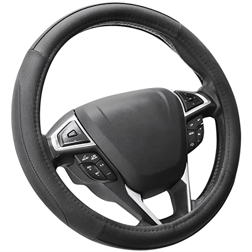 SEG Direct Car Steering Wheel Cover for Prius Civic Model 3 Model Y Camaro Small Size 141425 inch Black Microfiber Leather