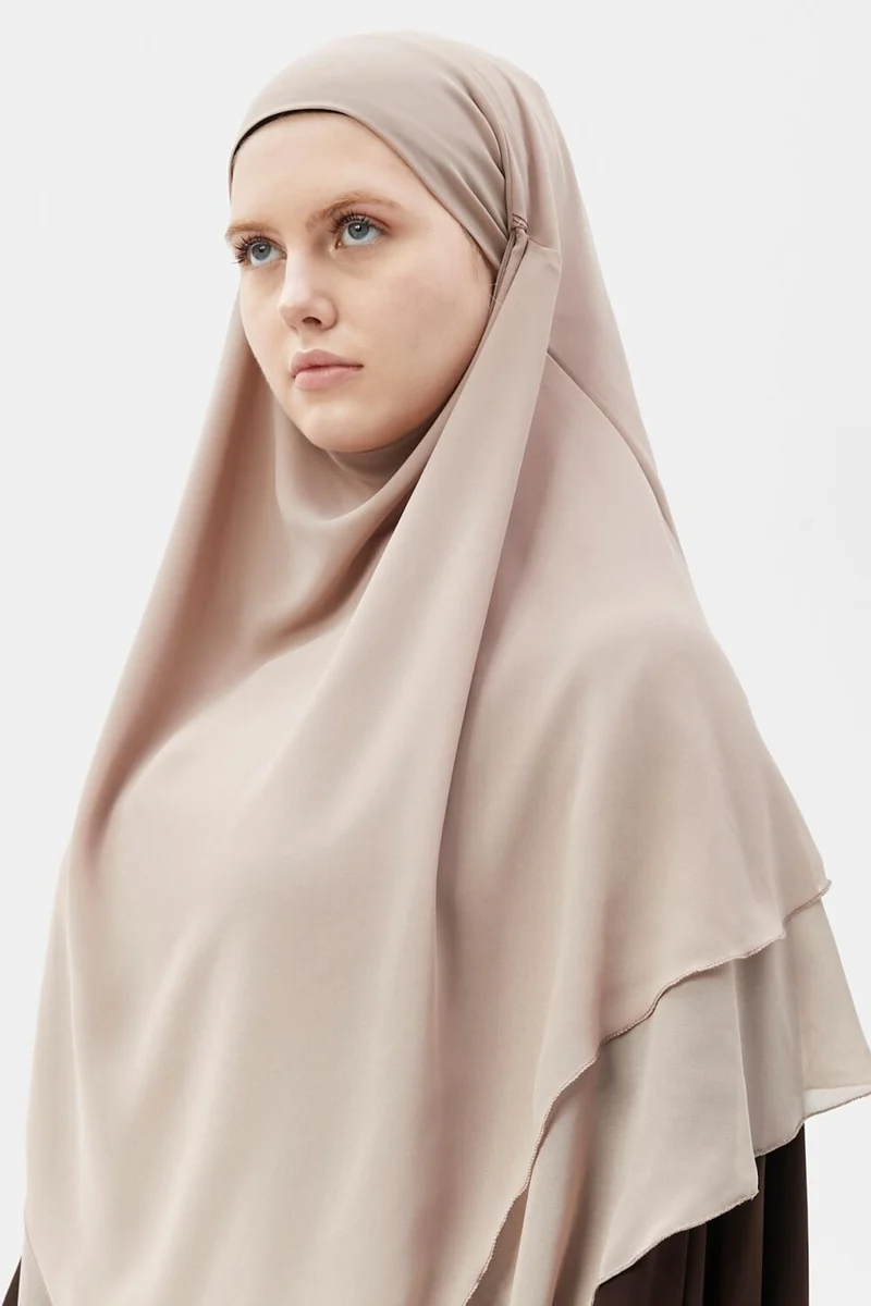 التوبة Ready Practical Chiffon Three Layer Veiled Triangle Hajj Umrah Shawl Soufflé Hijab Nikap