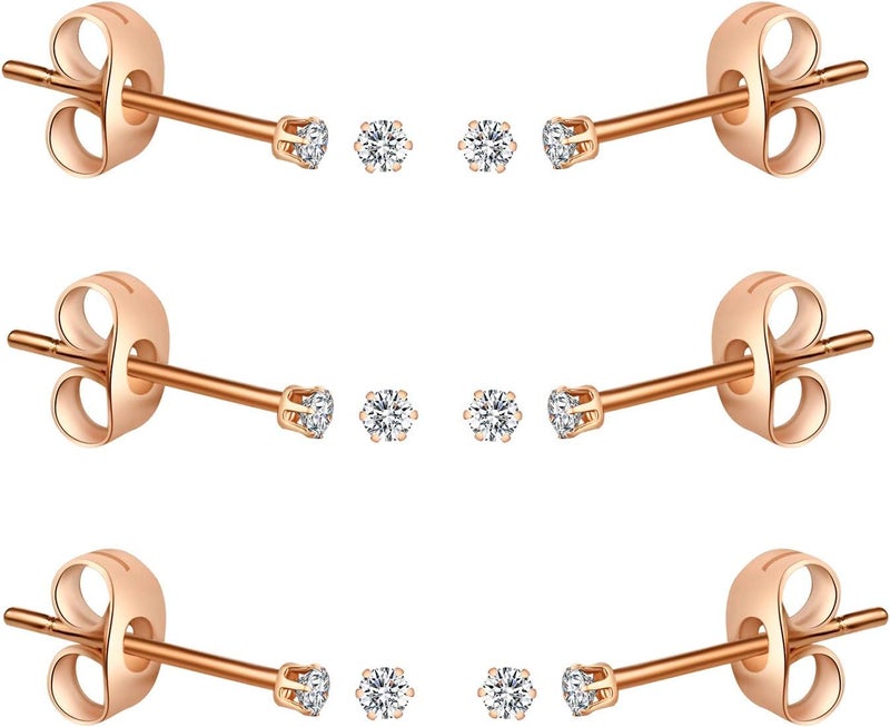 FOSIR 10 Pairs Tiny Womens Surgical Stainless Steel Clear Cubic Zirconia Stud Earrings, Hypoallergenic 316L Earrings Set - Image 1