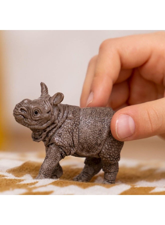 Schleich Wild Life Safari Animals for Boys and Girls Ages 3 and Above, Baby Indian Rhinoceros Toy Figurine - Image 2