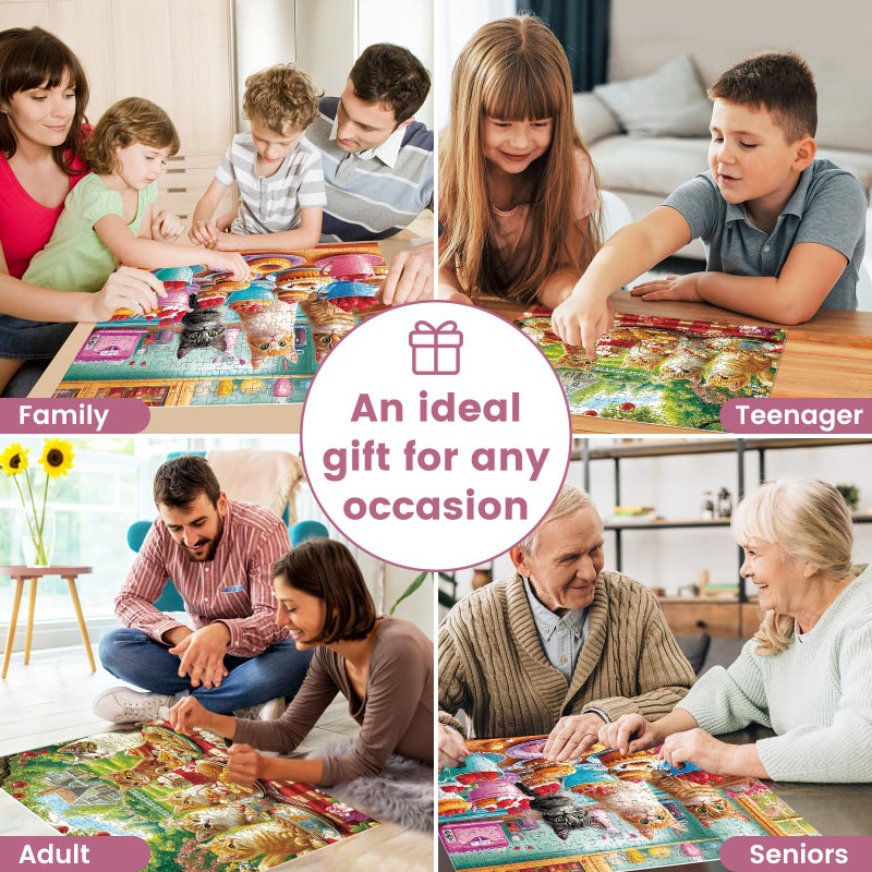 VOLUVOLU 2-Pack 300 Pieces Puzzles for Kids, Dessert Cat Puzzles 300 Pieces Party Cat Jigsaw Puzzles for Adults, Large Piece Puzzle, Puzzle Toys for Boys and Girls, Family Activity Game Nights Gifts - Image 5