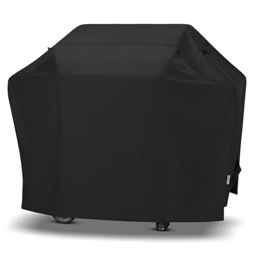 SunPatio Barbecue Grill Cover 65 Inch, Outdoor Heavy Duty Waterproof Charcoal Gas Grill Cover, Fade Resistant, All Weather Protection Compatible for Weber Charbroil Nexgrill and More, Black - Image 1