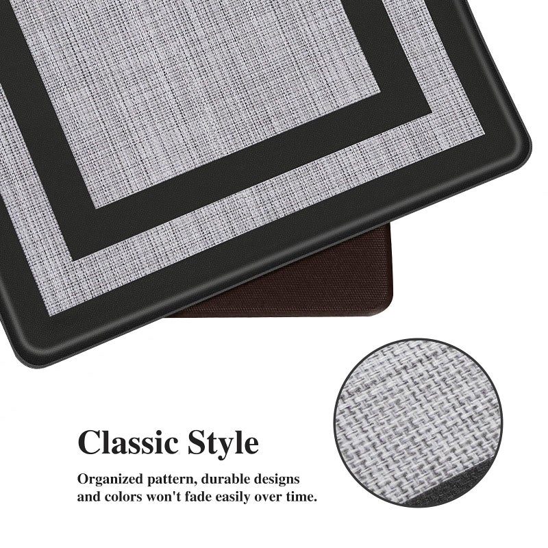Mattitude Kitchen Mats Set of 2,Cushioned Anti-Fatigue Non-Skid Rug Sets Ergonomic Comfort Standing Mat for Kitchen, Floor, Office, Sink, Laundry, Black and Gray - Image 3