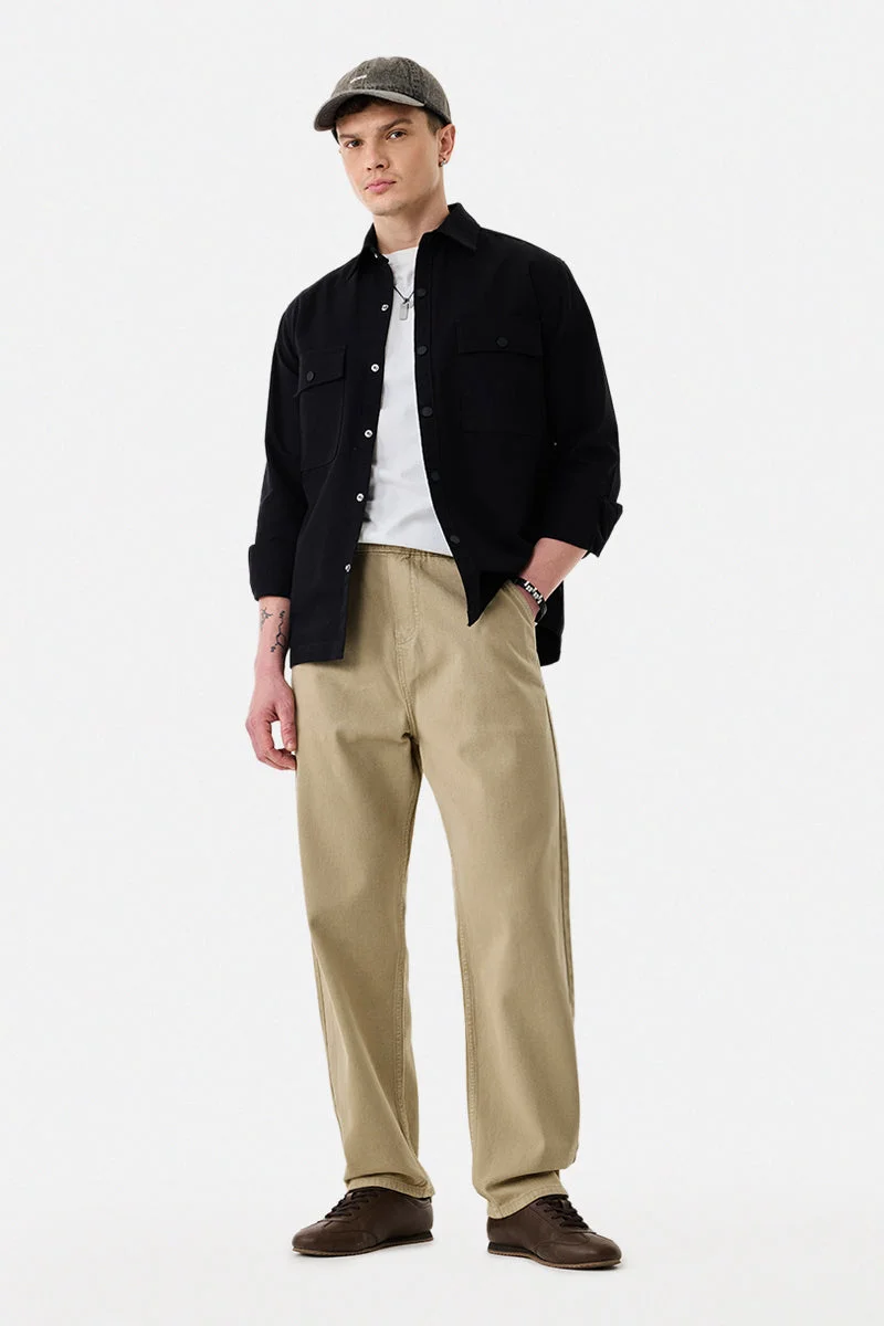 SNITCH Beige Relaxed Fit Jeans