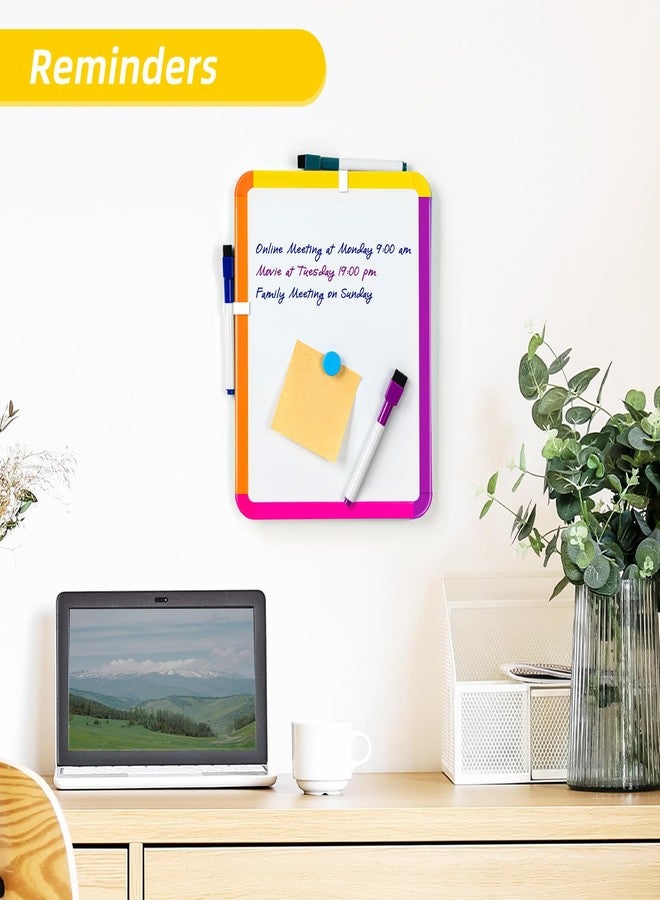 VUSIGN Small White Board Dry Erase, 8.5''x11'' Magnetic Dry Erase Board, Mini Whiteboard with Markers for Kids, Students, Fridge, Wall, Locker, Colorful Frame - Image 2