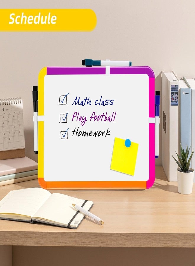 VUSIGN Small White Board Dry Erase, 8.5''x11'' Magnetic Dry Erase Board, Mini Whiteboard with Markers for Kids, Students, Fridge, Wall, Locker, Colorful Frame - Image 3
