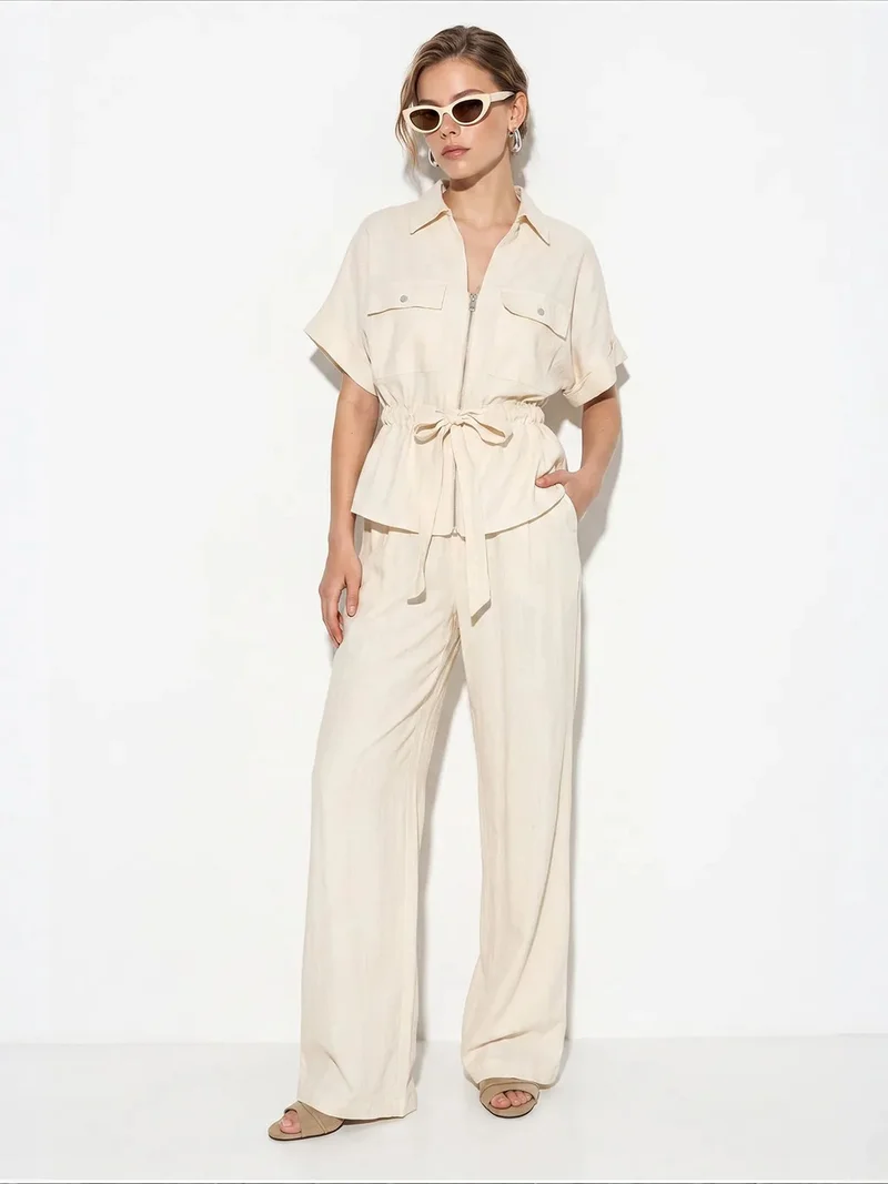 LUCCI Cotton Vest And Wide-Leg Trousers Set
