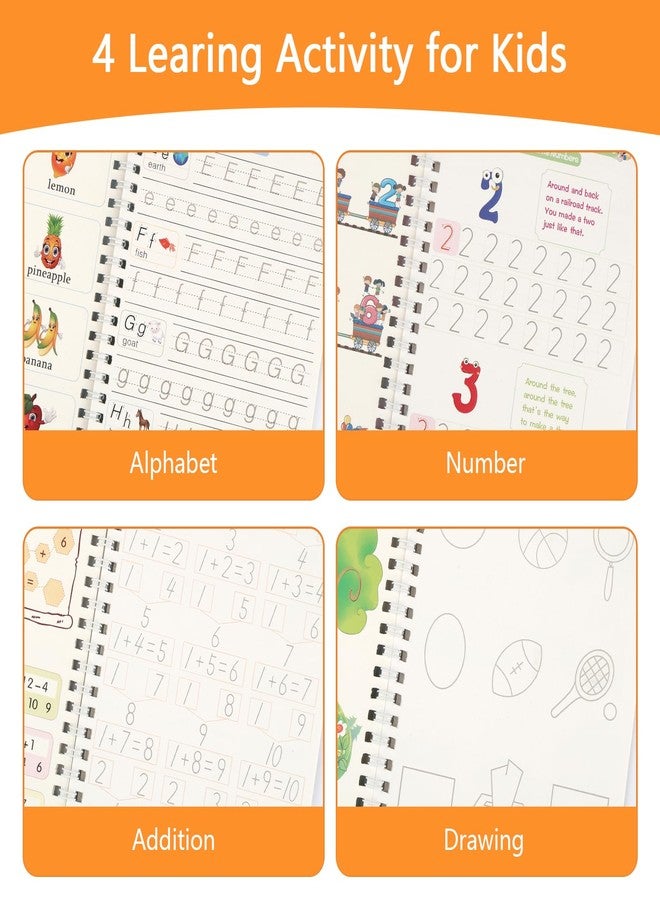 PEASUG Grooved Writing Books for Kids 3-5, Magic Grooved Writing Practice for Kids, Reusable Grooved Handwriting Workbooks Practice for Kids Learn to Write, Children's Magic Copybooks 4 Pack - Image 3