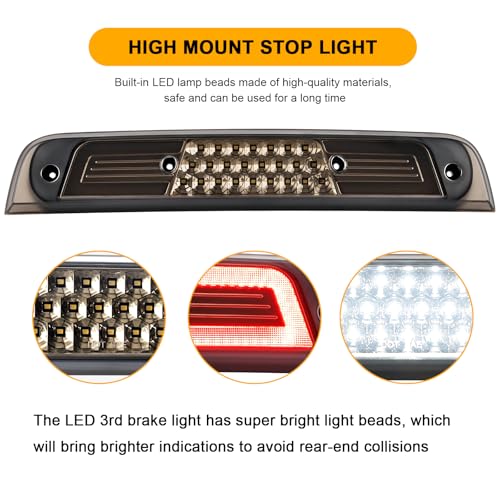 Mynoway LED 3rd Third Brake Light for Ram 1500 2019 2020 2021 2022 2023 2024(Not fit TRX​/Camera/Classic), Rear Center High Mount Stop Tail Lamp with Sealing Gasket, Replace OE 68298380, Smoked Len - Image 2