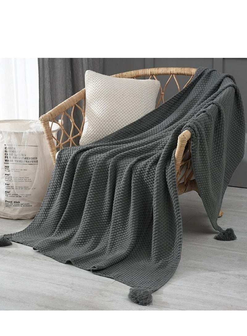 MIXDE Knit Blanket Cozy Soft Blanket Machine Washable Throw Blanket for Couch Decorative Bed Blankets Off Throw Blanket 110*150CM Brown 