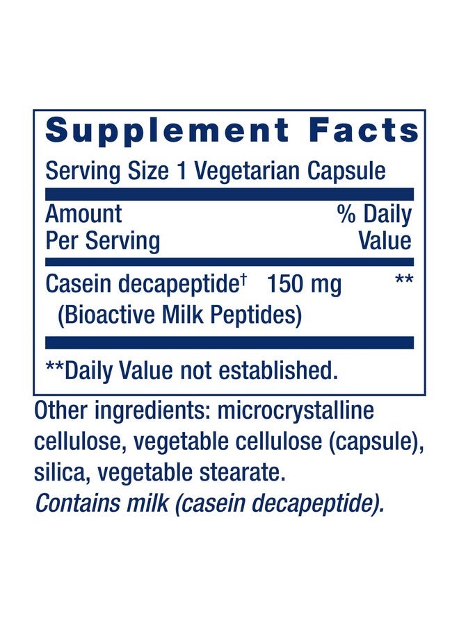 Life Extension بيبتيدات الحليب النشطة حيوياً من لايف إكستينشن، دعم المزاج الصحي، مكمل النوم، الاسترخاء، بيبتيدات الحليب، ديكابيبتيد الكازين، خالي من الهرمونات، خالي من الجلوتين، غير معدّل وراثياً، نباتي، 30 كبسولة - Image 2