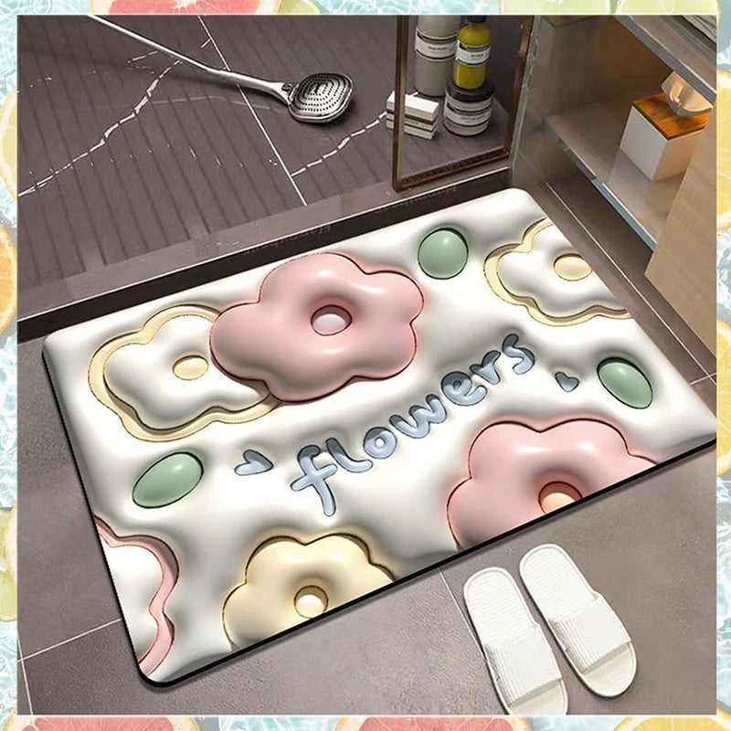 BLISS START Bathroom Door Mat 3D Visual Bathtub Mats AntiSlip Quick Drying Absorbent Sink Floor Rug Soft Door Mat Anti Skid Water Soaking Mat MultidesignPack of 1 - Image 2