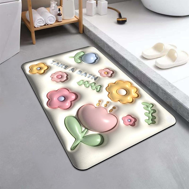 BLISS START Bathroom Door Mat 3D Visual Bathtub Mats AntiSlip Quick Drying Absorbent Sink Floor Rug Soft Door Mat Anti Skid Water Soaking Mat MultidesignPack of 1 - Image 3