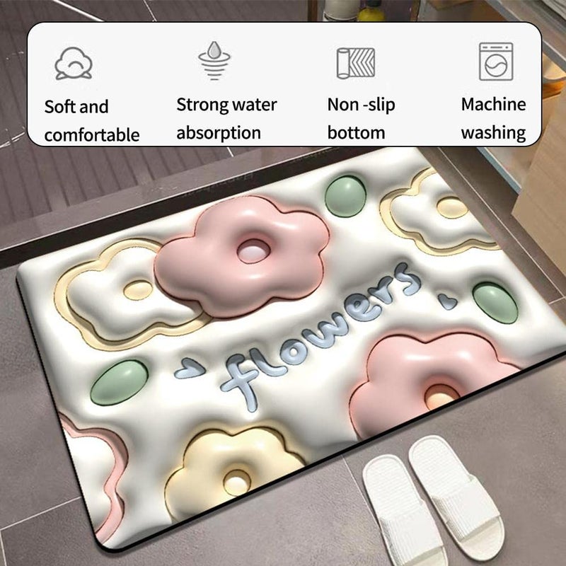 BLISS START Bathroom Door Mat 3D Visual Bathtub Mats AntiSlip Quick Drying Absorbent Sink Floor Rug Soft Door Mat Anti Skid Water Soaking Mat MultidesignPack of 1 - Image 4