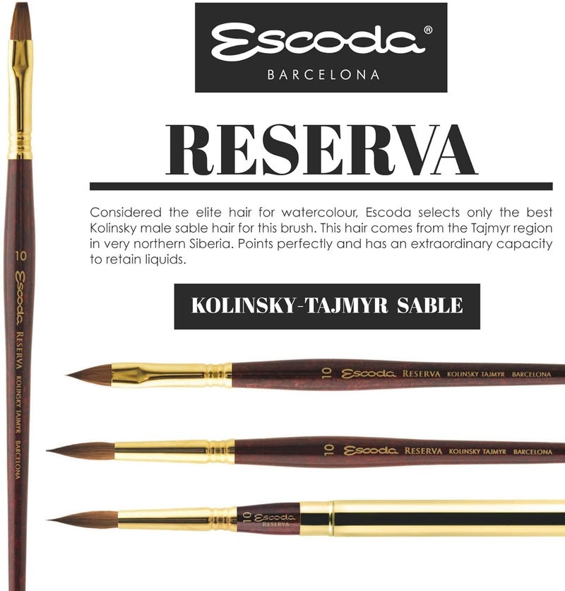 Escoda Reserva 1226 Series Artist Watercolor Short Handle Paint Brush Bright Size 20 Pure Kolinsky - Image 4