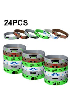 24-Piece Pixel Miner Crafting Style Wristband Bracelets