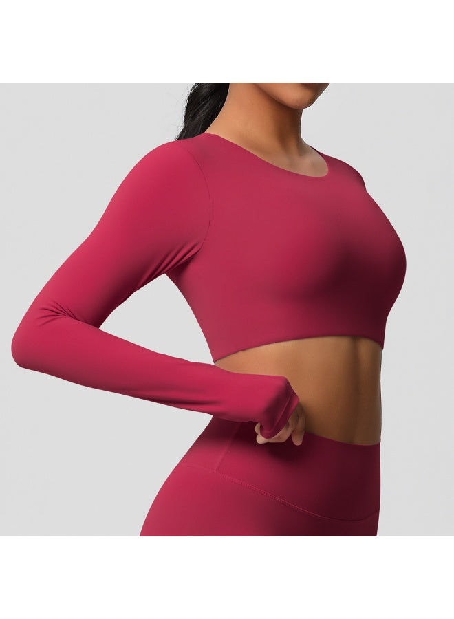 Yoga Shirts For Women Long Sleeve With Padded Fitness Running Gym Clothes Workout Dry Fit Breathable High Elastic Sports Top - Image 3