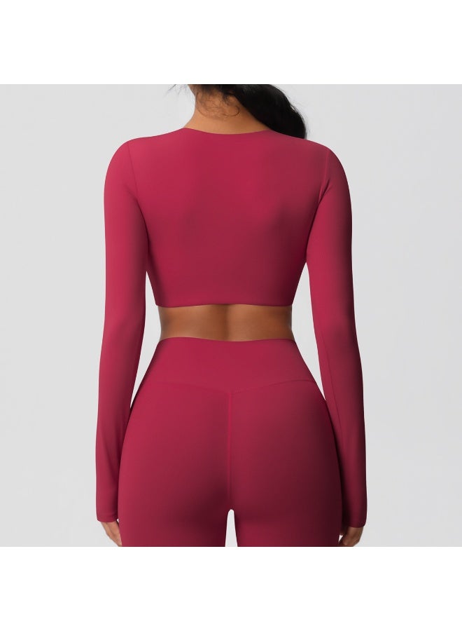 Yoga Shirts For Women Long Sleeve With Padded Fitness Running Gym Clothes Workout Dry Fit Breathable High Elastic Sports Top - Image 4